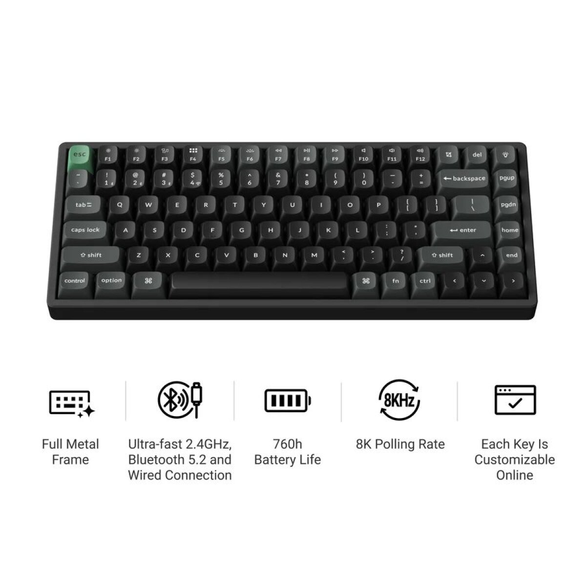 Keychron K2 Ultra (K2U-J3) ZMK Wireless 8K Mechanical Keyboard Brown Switch (Hot-Swap) 75% Us Layout - Image 2