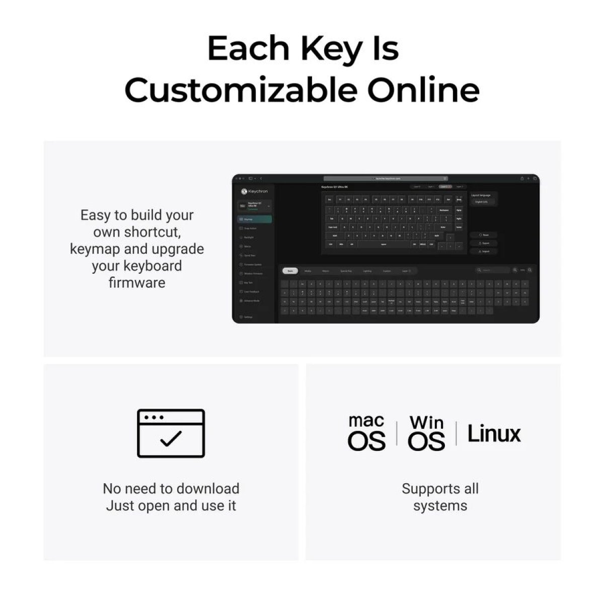 Keychron Q1 Ultra (Q1U-M3) ZMK RGB 8K Wireless Custom Mechanical Keyboard-Brown Switch 75% US - Image 4